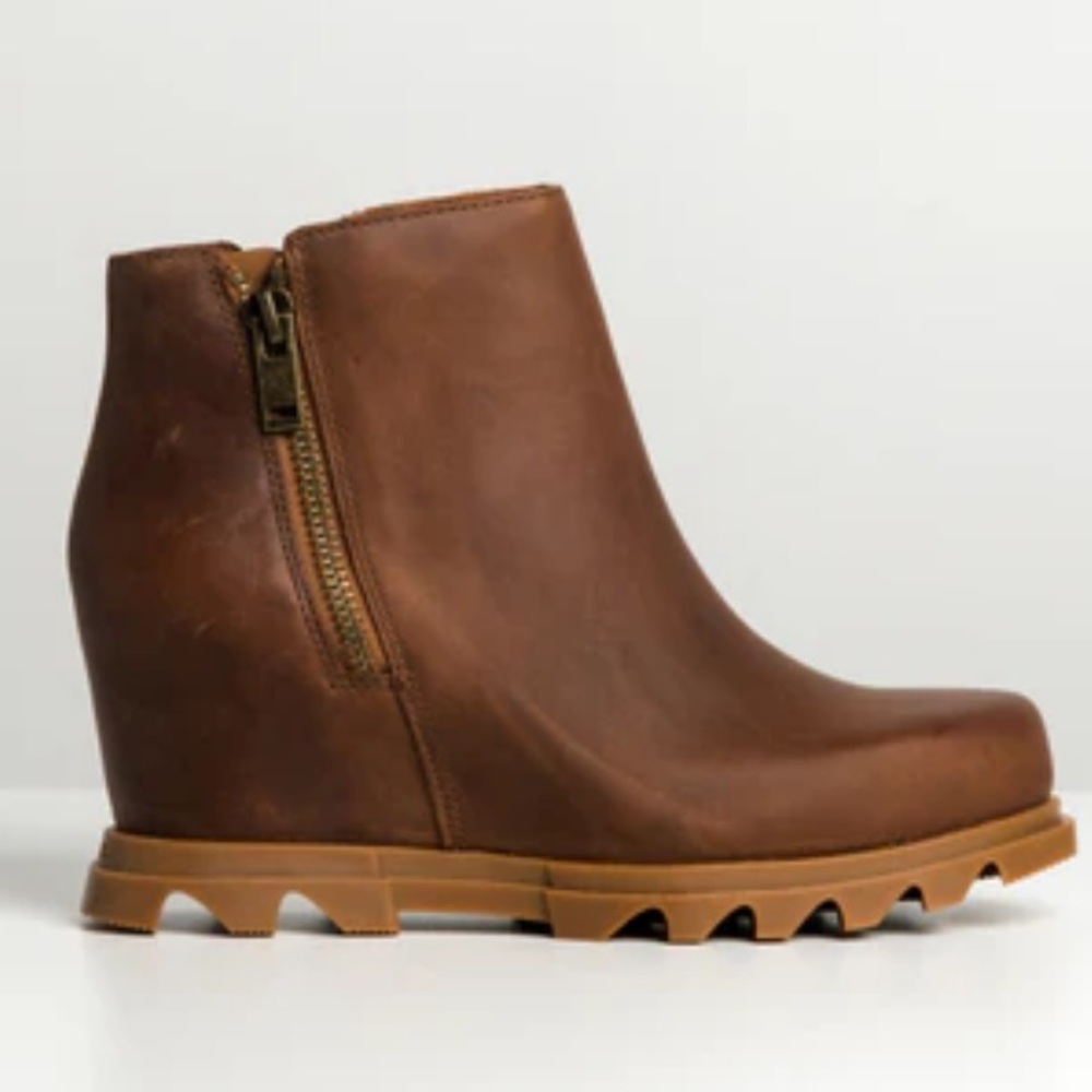 Sorel Joan of Arc Brown Leather Wedge Boots, 9
